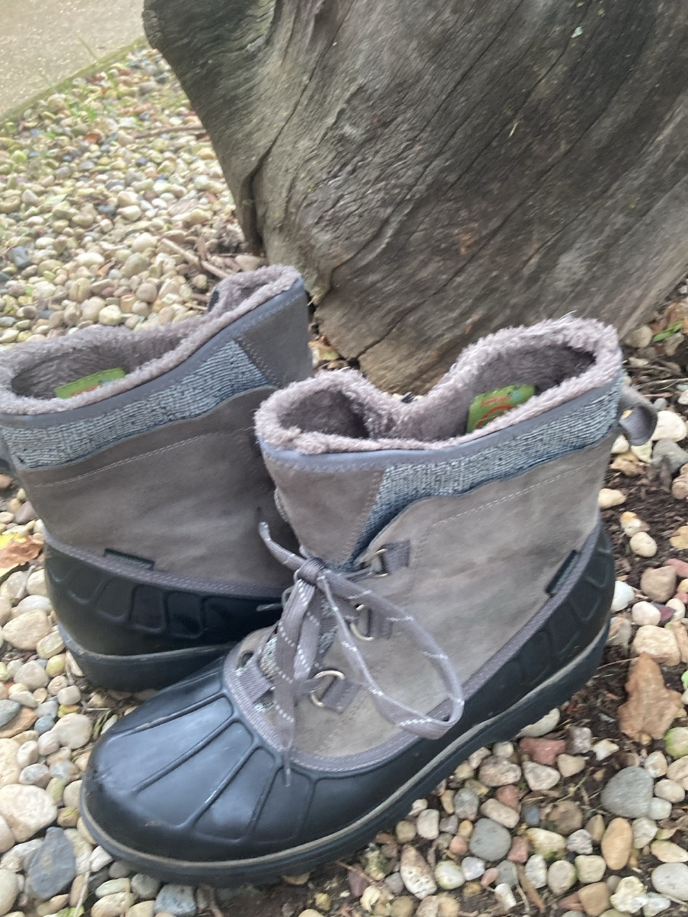 BareTraps Gray and Black Women's Winter Rain Boots